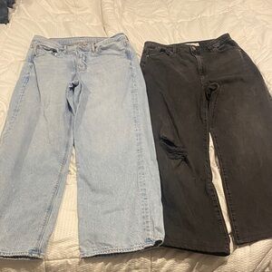 American Eagle Outfitters Light Blue and Garage Denim Black Wide Leg Jeans Sz 11